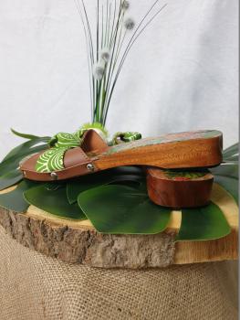 Wooden Batik Sandals - Decoupage