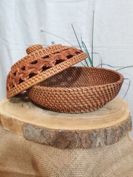 Rattan Fruit Bowl with Lid