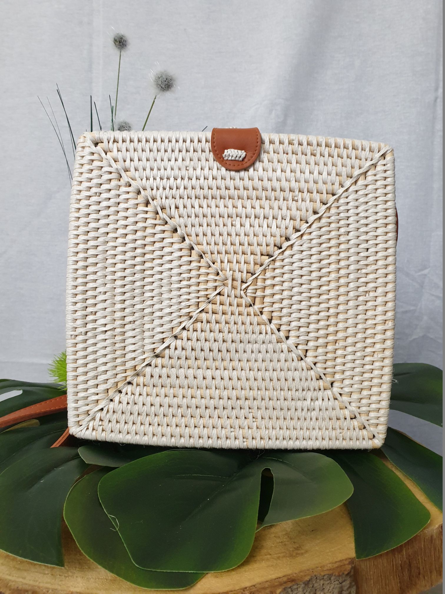 square rattan bag